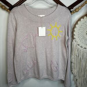 NEW Lisa Todd Gray Sun XO Pink Sweater